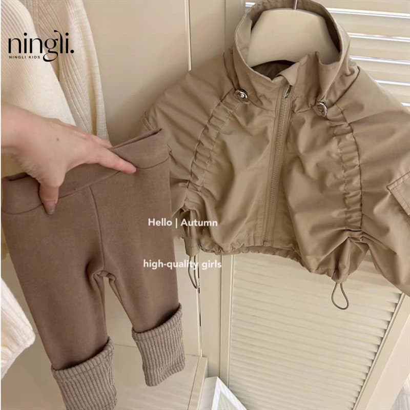 Feminino crianças primavera outono cáqui jaqueta 2024 primavera outono novo estilo feminino bebê moda café cor Leggings