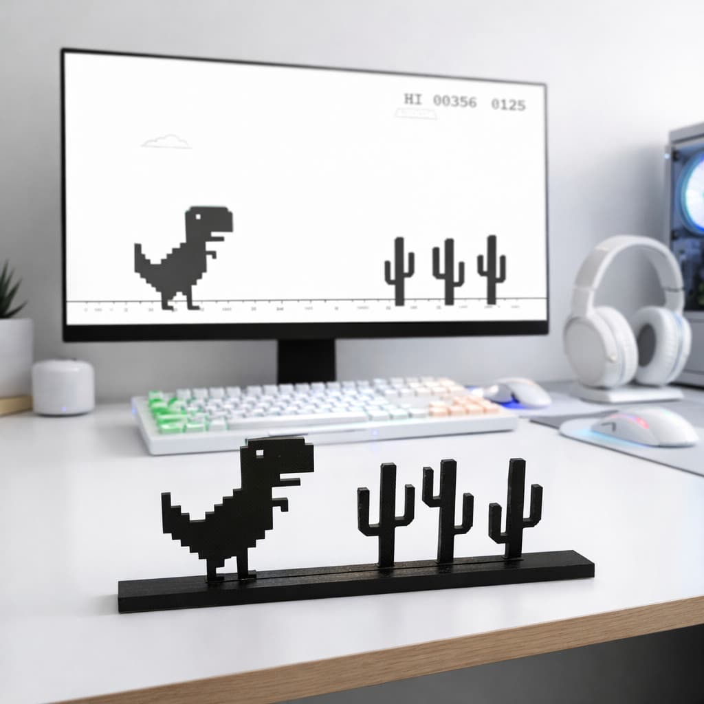 DINO RUN Offline | Display Decorativo | Enfeite para Mesa, Setup Gamer, Escritório ou Quarto Geek