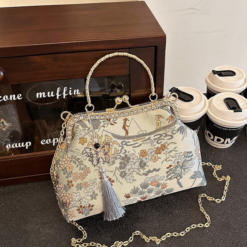 Hong Kong couro genuíno novo estilo chinês combinando Cheongsam Hanfu cavalo rosto saia saco bolsa de jantar senhoras ba