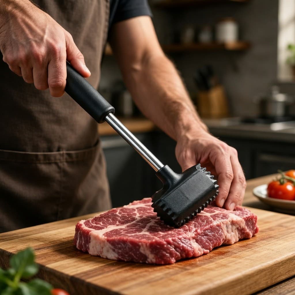 Martelo Amaciador de Carne 25cm com Cabo Plástico e Batedor Inox