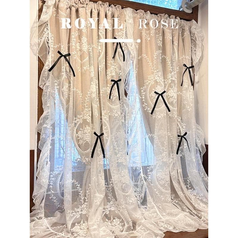 Cortina de porta estilo creme francês, dupla camada, Blackout, renda, princesa, quarto, sala de estar, quarto infantil,