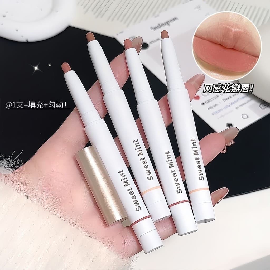 Doce menta definiçãoista lábio forro contorno tridimensional forma labial delicado sedoso veludo fosco batom caneta
