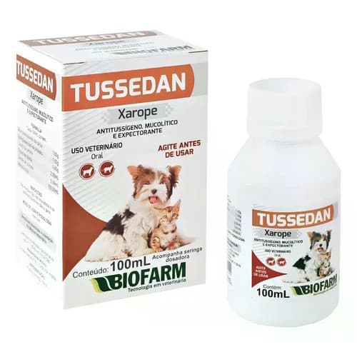 Tussedan Xarope Pet Cães E Gatos 100ml - Biofarm Cachorros Tosse Pet
