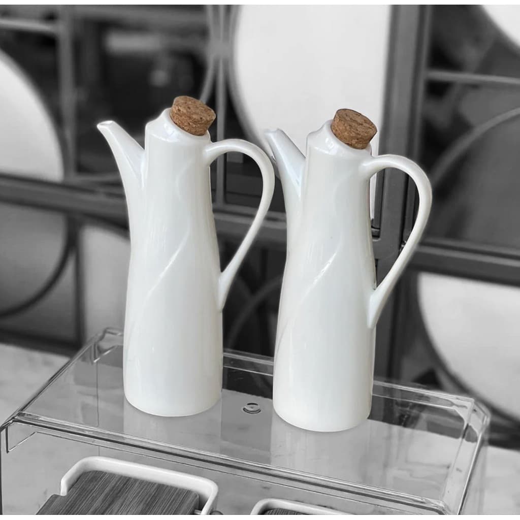 Conjunto Azeiteiro e Vinagreiro Porcelana Linha Oasis 2 Peças