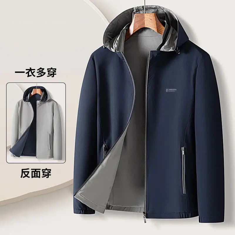 [Desgaste dupla face] Woodpecker roupas masculinas 2026 outono com capuz destacável jaqueta masculina Casual solta