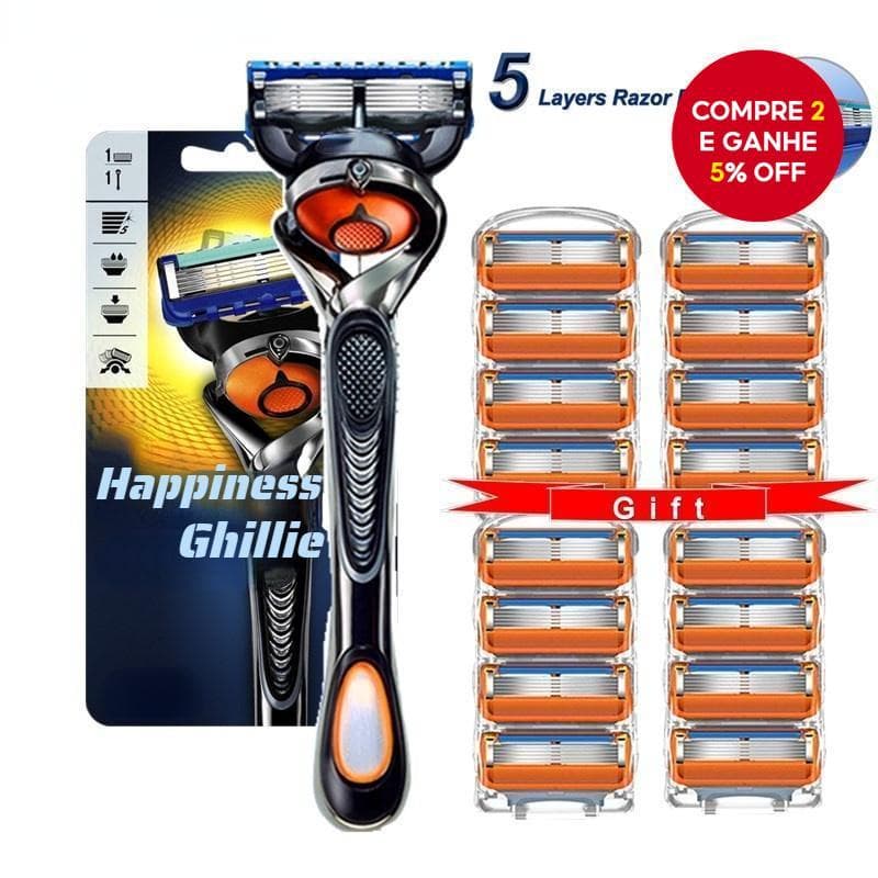 Lâminas De Barbear Masculinas Compatíveis Com Fusion 5 E ProGlide-Cartuchos De Recarga De 5 Camadas Para Barbeadores Man