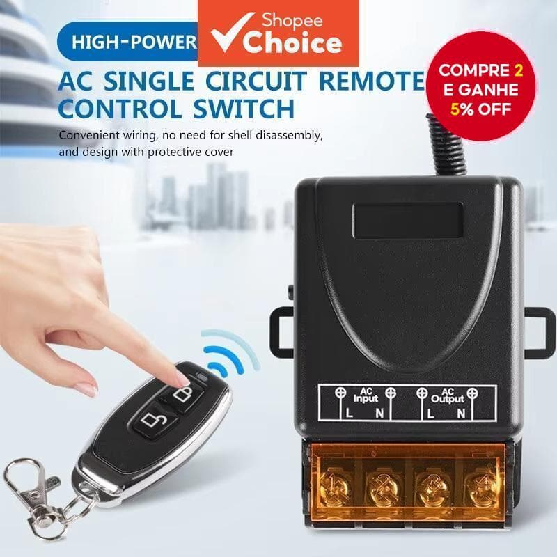 Interruptor De Controle Remoto Sem Fio RF 433Mhz AC 110V 220V 10A Receptor De Relé De Alta Corrente Para Motor De Porta