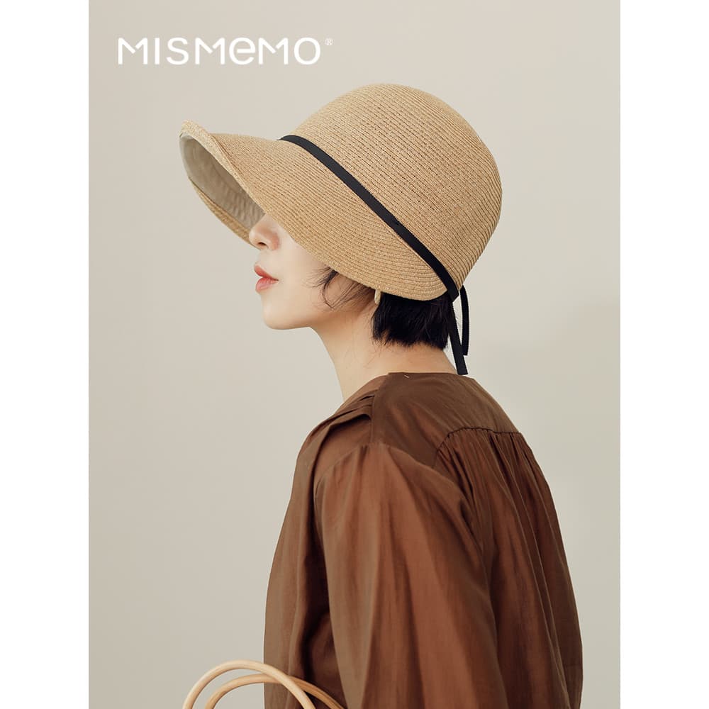 MISMEMO chapéu de palha feminino verão estilo japonês boné Casual All-Match simples chapéu de sol pequena circunferência