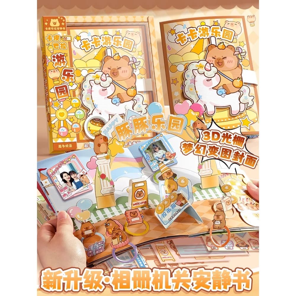 Kapibara Órgão Livro Silencioso Bonito Adesivo Tridimensional Livro Manual Adesivo Menina Crianças Brinquedo de Descompr