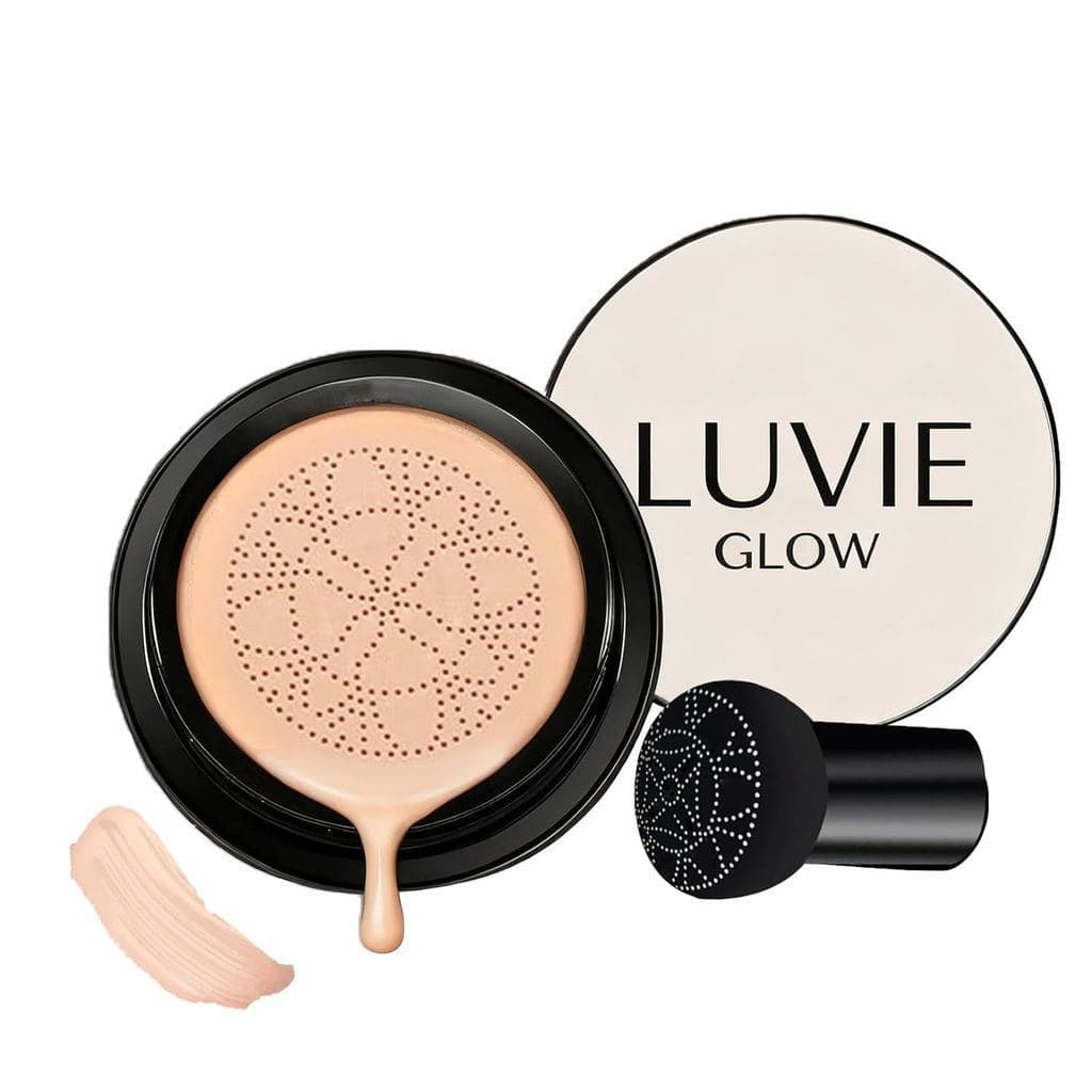 LuvieGlowFoundationCushion,2026NovoCushion de Ar com Cabeça de Cogumelo CC,LuvieGlowMakeup-Corretivo Hidratante Iluminad
