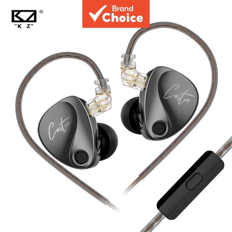 Fones de ouvido KZ Castor 2DD 2 drivers dinâmicos, com fio e sem fio TWS, fones de ouvido intra-auriculares HiFi