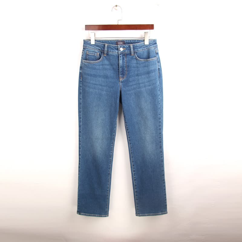 Outono novo estilo pequeno Jeans reto feminino pedido exterior tamanho grande cintura alta lavagem água estiramento mais