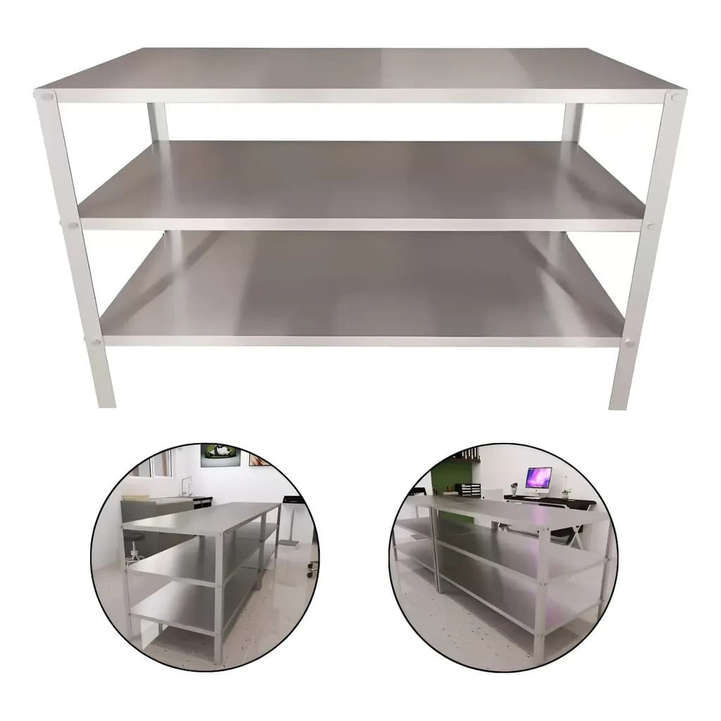 Mesa Essencial Inox 3 Partes Hamburgueria Restaurante Anti Bacteriana Tudo Na Willy