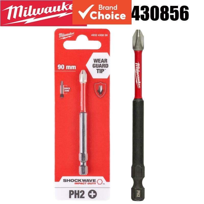 MILWAUKEE 4932430856 Bit de Impacto Ph2 Shockwave, 90 mm, Protetor de Desgaste, Acessório de Ferramenta Elétrica, 1/2/5