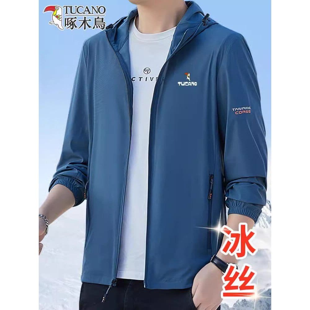 Woodpecker verão 2025 novo estilo de seda gelo protetor solar roupas masculinas respirável protetor solar roupas Anti-ul