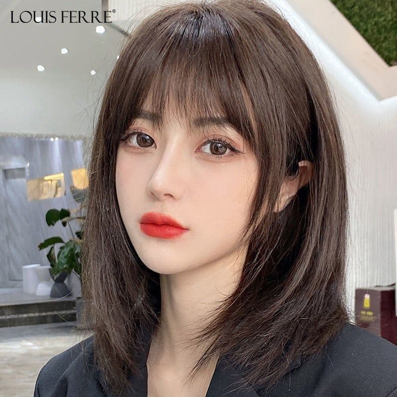 Peruca feminina cabelo longo estilo arnês completo cabelo real todo real Natural médio longo cabelo real em camadas clav