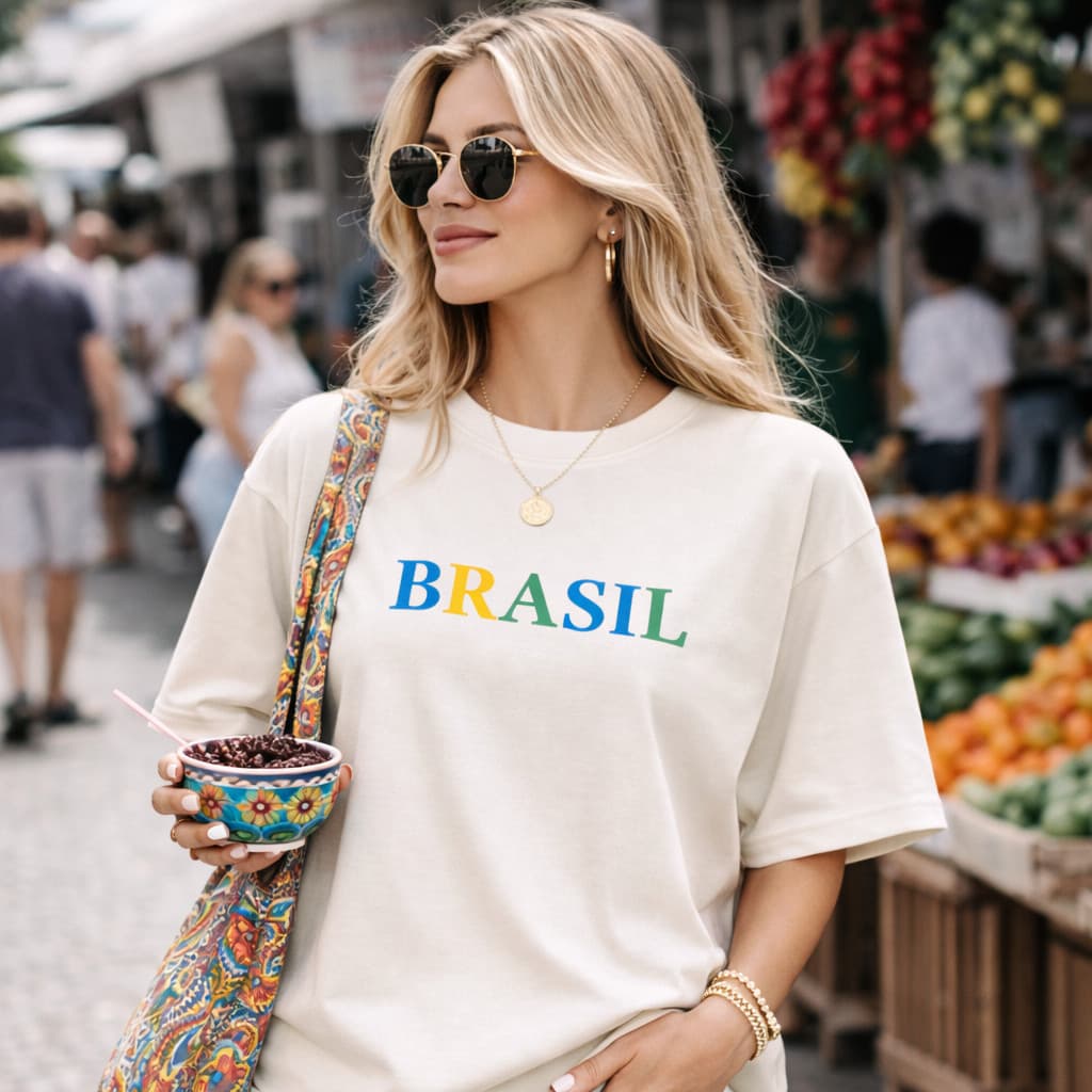 Camiseta 100% Algodão Fio 30.1 Feminina DTF Torcida Copa