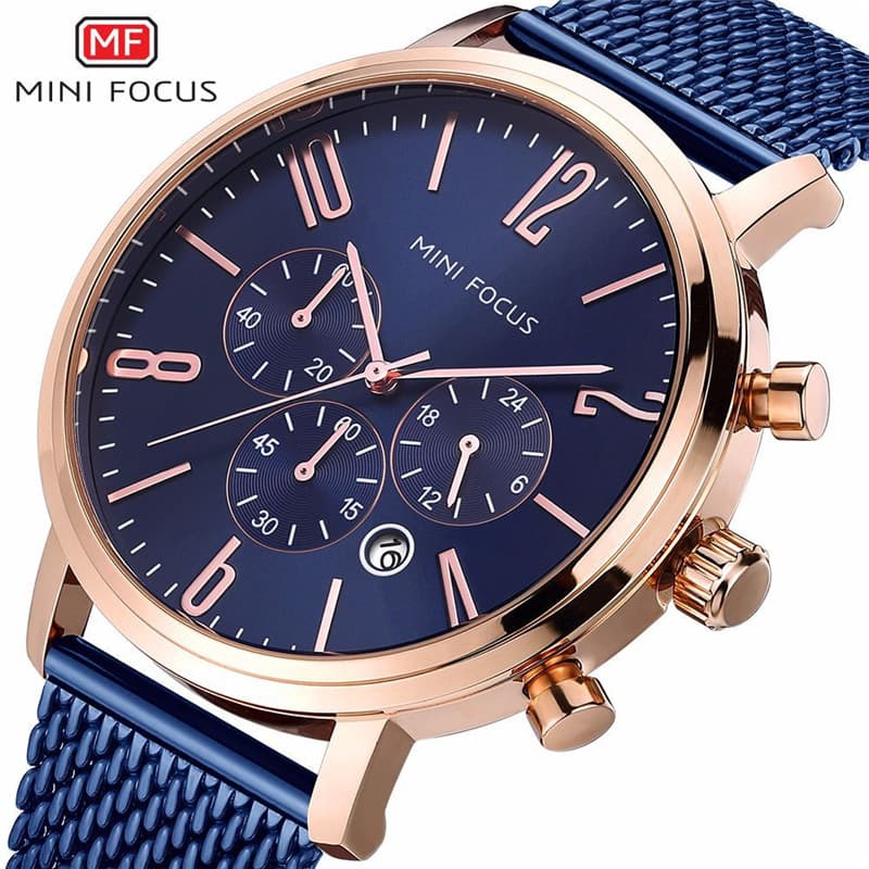 MINI FOCUS Novo Produto Masculino Relógio de Quartzo Multi-Pointer Cronógrafo Simples Disco Grande Relógio Casual 183G