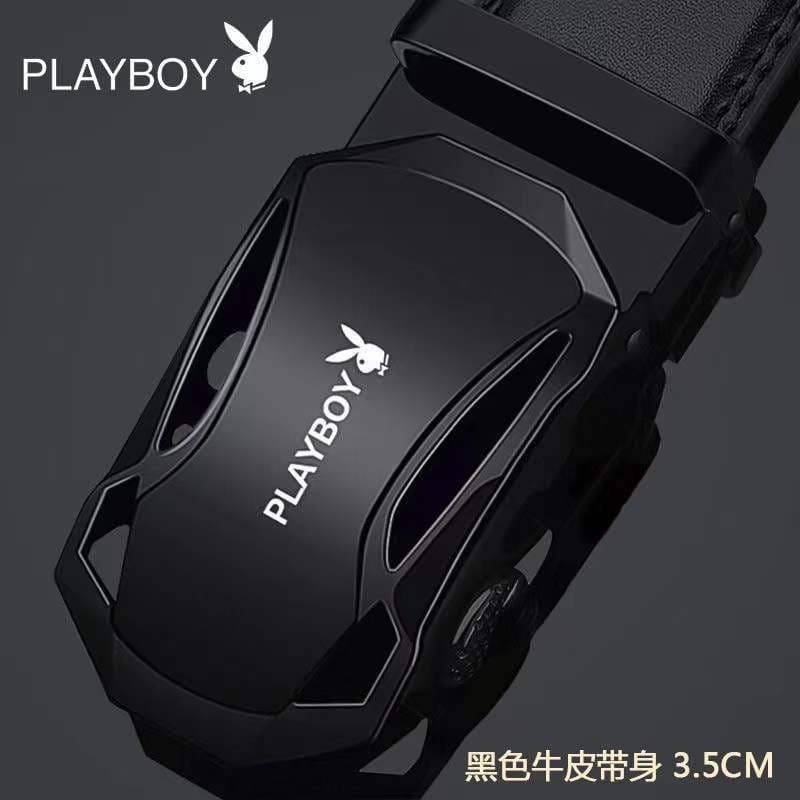 Playboy cinto masculino 2024 novo estilo de couro puro fivela automática couro Real jovem na moda calças cinto negócios
