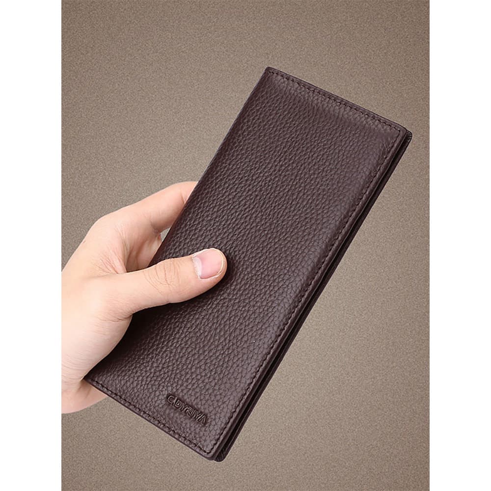 carteira masculina carteira masculina com ziper Couro masculino longo ultrafino de primeira camada com carteira com zípe