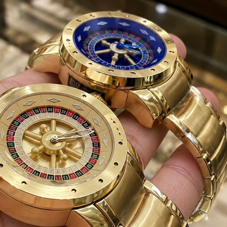 Relógio Masculino Roleta Giratória Cassino Dourado Folheado Aço Inox Social Luxo Presente Com Caixa