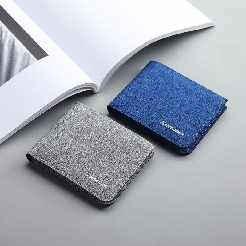 carteira masculina com ziper carteira masculina Carteira de lona masculina curta estudante Ultra-fina minimalista cartei