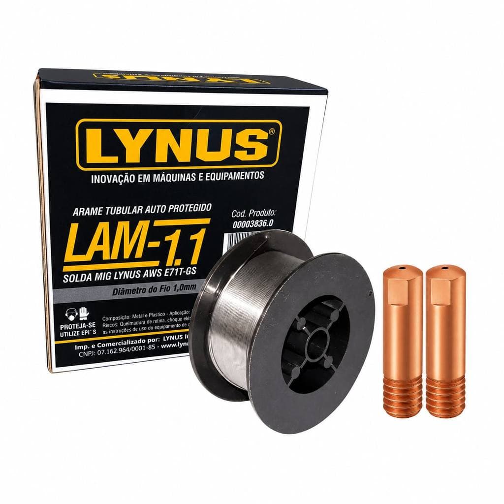1 Arame de solda MIG E71T-GS  1.0mm 1kg uso sem gás + 2 Bico de contato 1.0MM