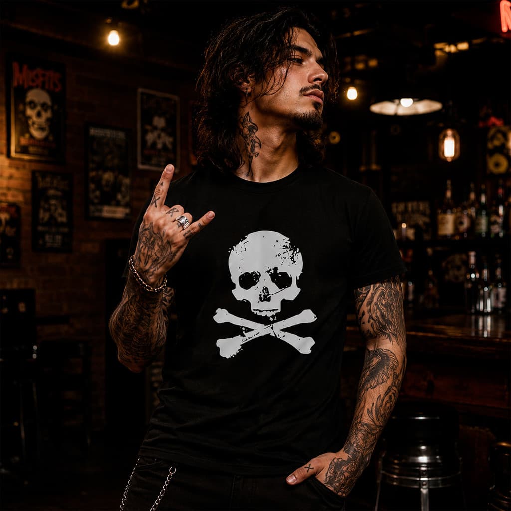 Camiseta Algodão Rock Camisa Caveira Ossos Punk Alternativo Esqueleto