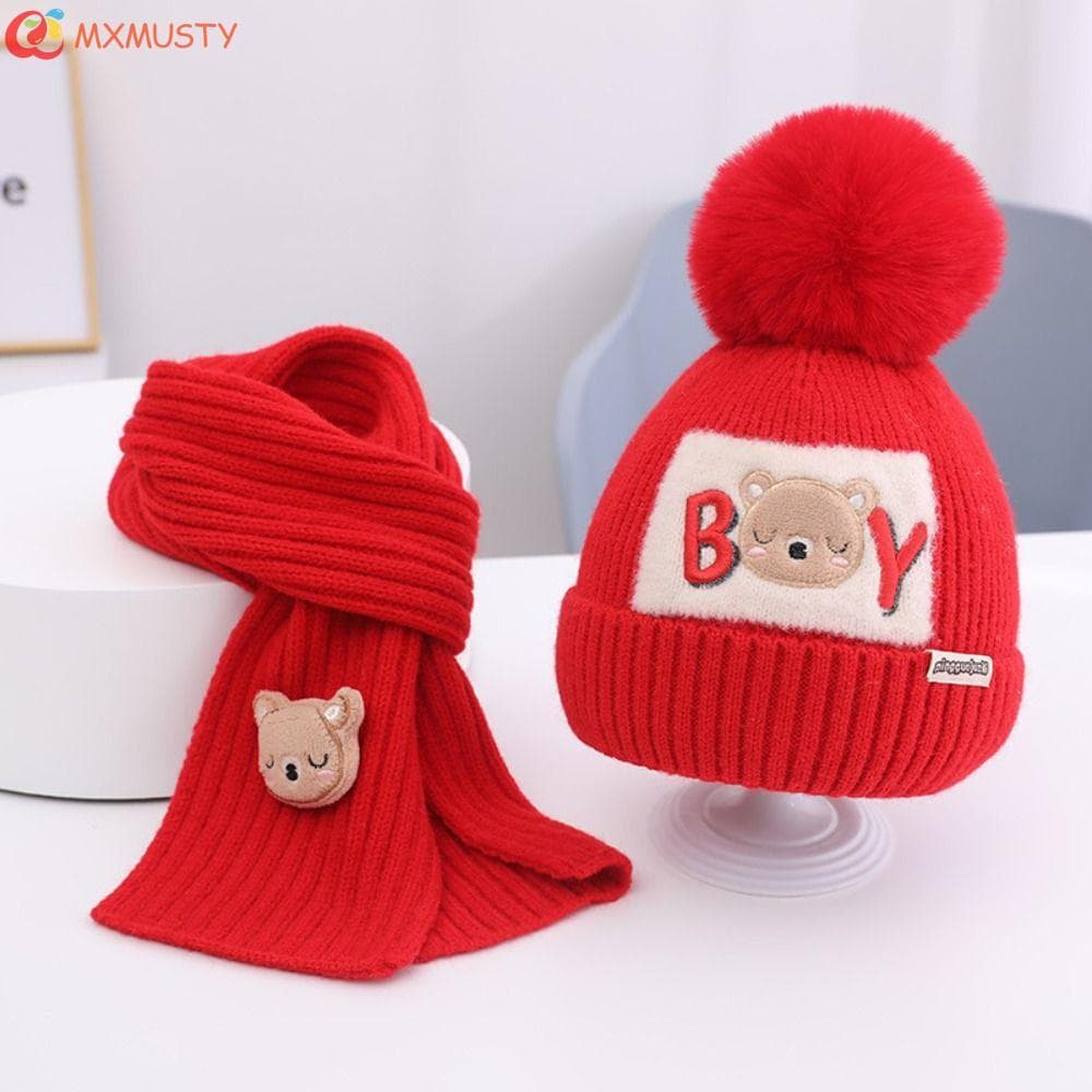 MXMUSTYZA Conjunto De Cachecol Para Bebê , Chapéu De Crochê Infantil Estilo Coreano , De Pescoço Proteção De Orelha