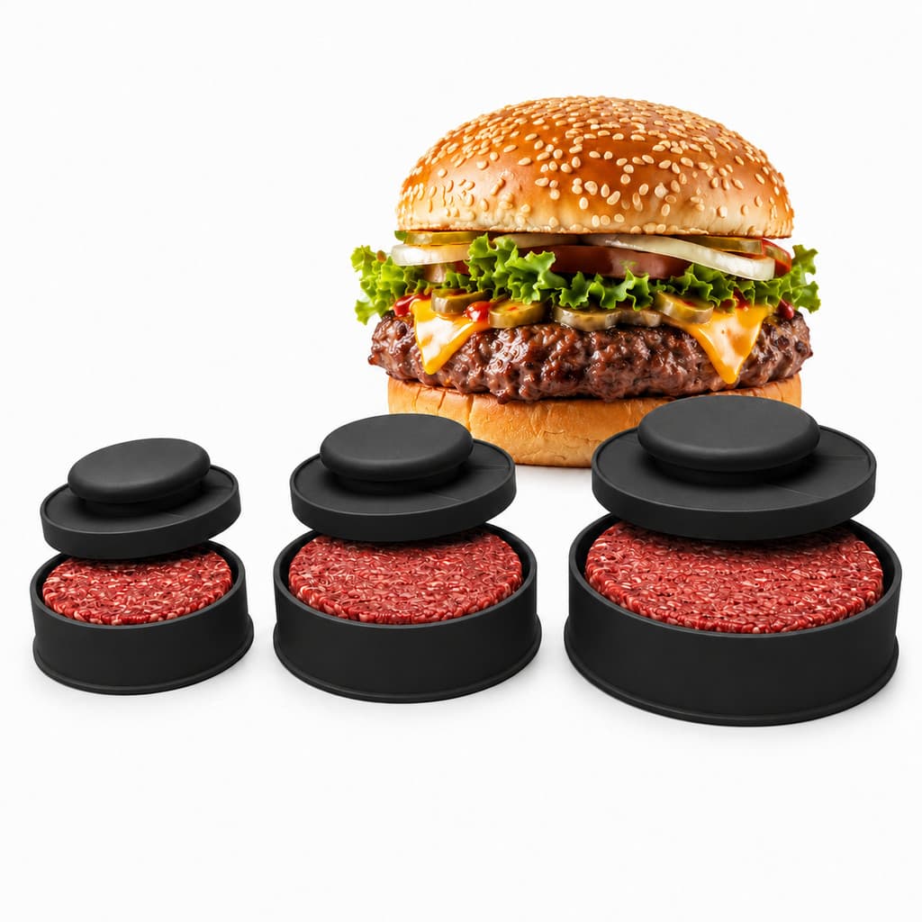Kit 3 Modeladores de Hambúrguer Pequeno Médio Grande para Uso Doméstico