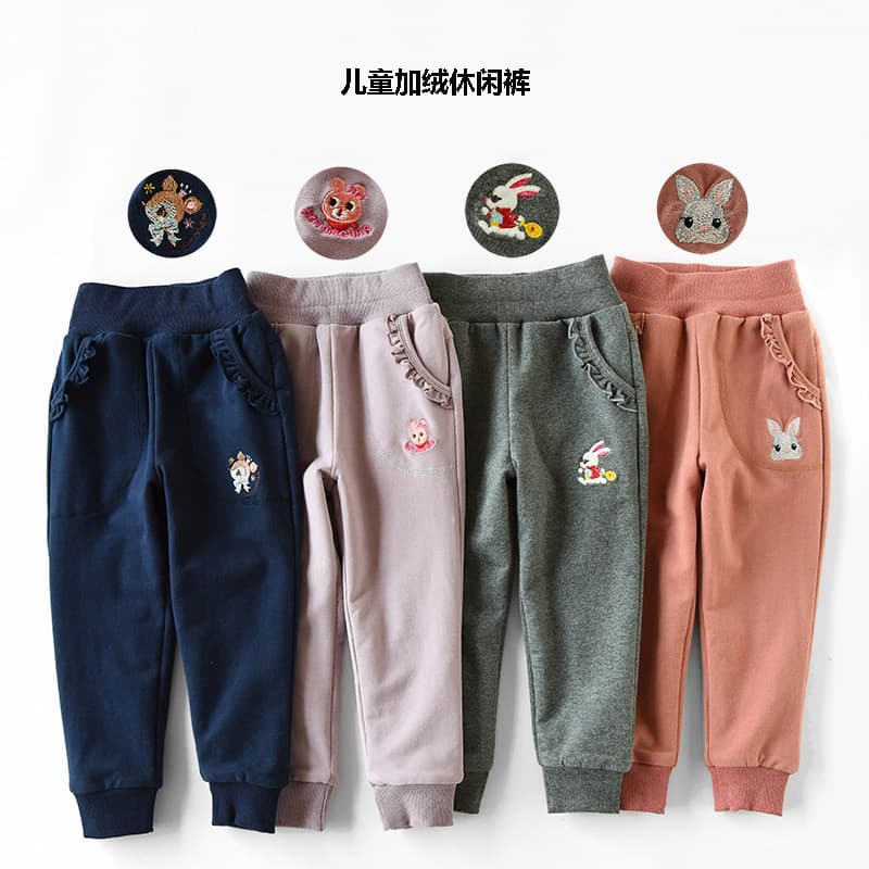 Calças especiais de lã com punho, calças esportivas de algodão puro para meninas, calças de moletom quentes, roupas de o