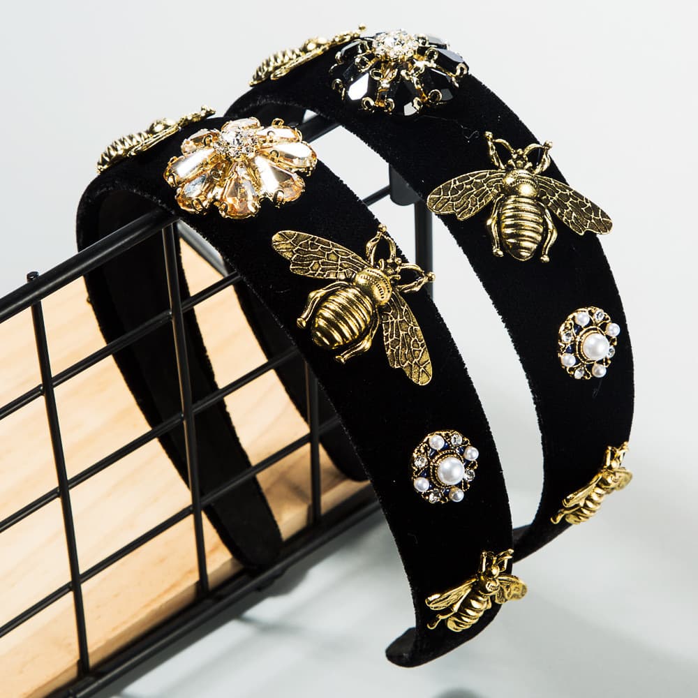 Tiara feminina moda retrô estilo palácio faixa de cabeça abelha acessórios para cabelo de aba larga