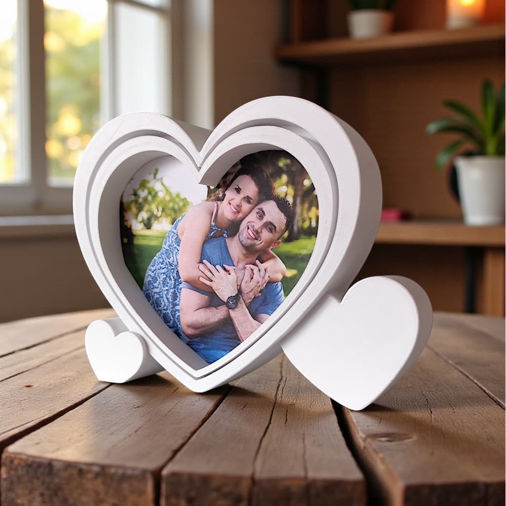 Porta-Retrato Decorativo em Formato de Coração para Casal