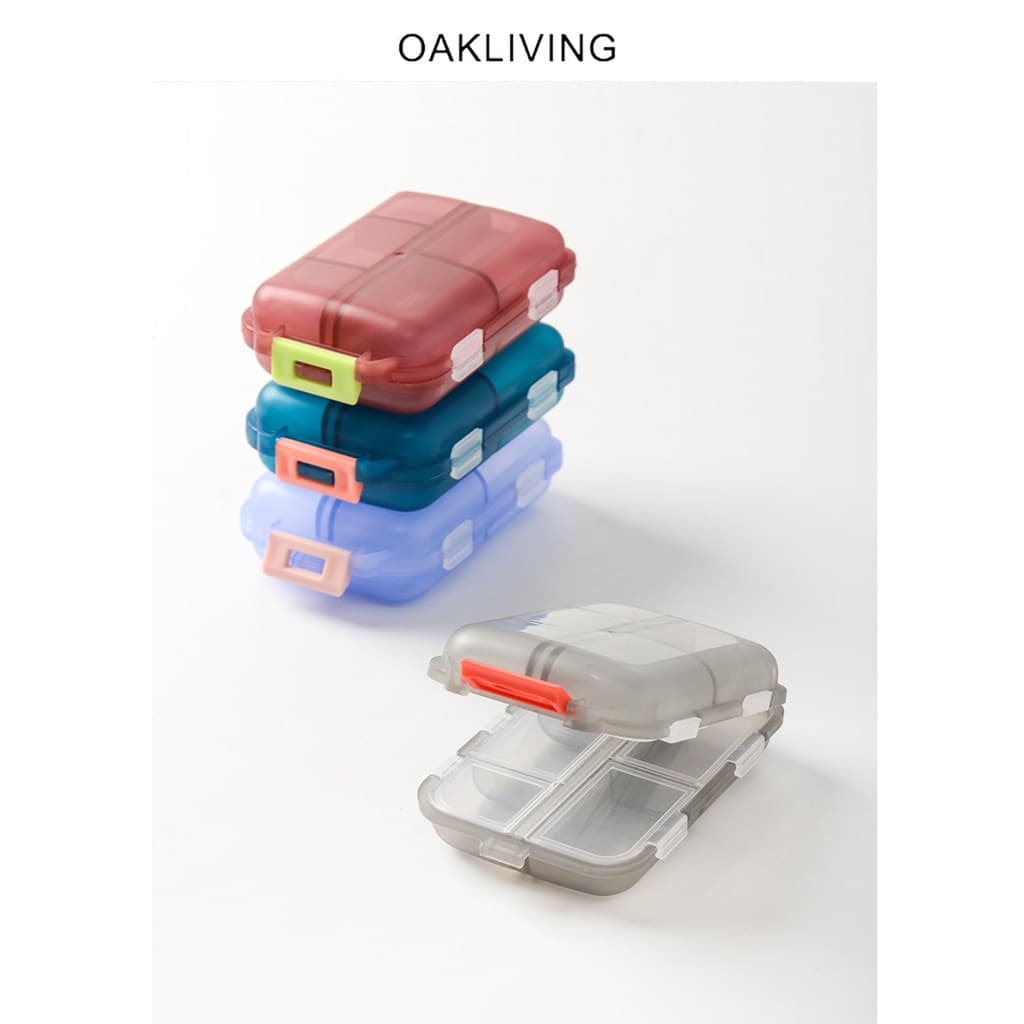 Oakliving Mini caixa de armazenamento portátil para comprimidos, Sub-embalagem portátil, três refeições por dia, caixa t