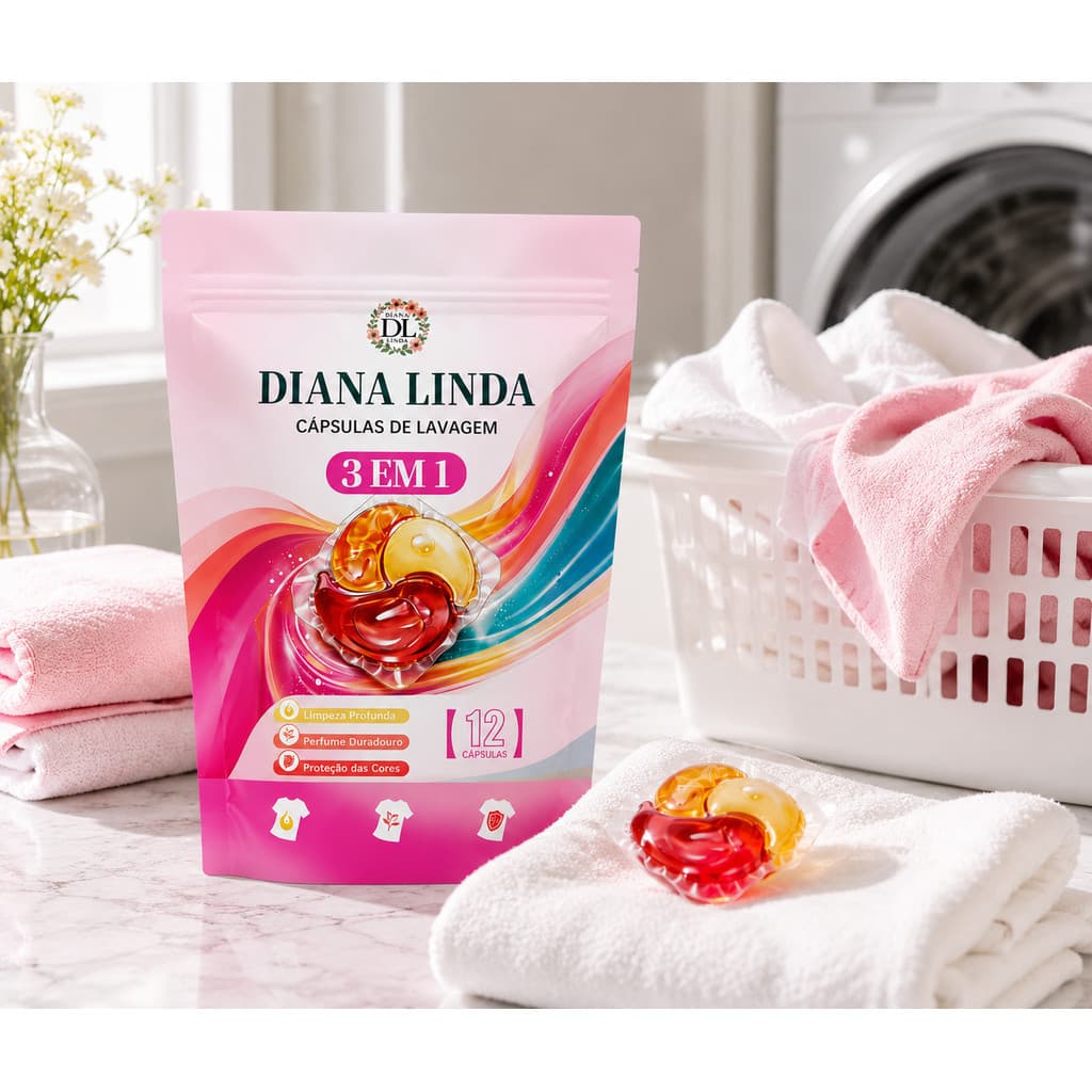 DIANA LINDA Cápsulas de Lavagem 3 em 1 Perfume Duradouro 12un