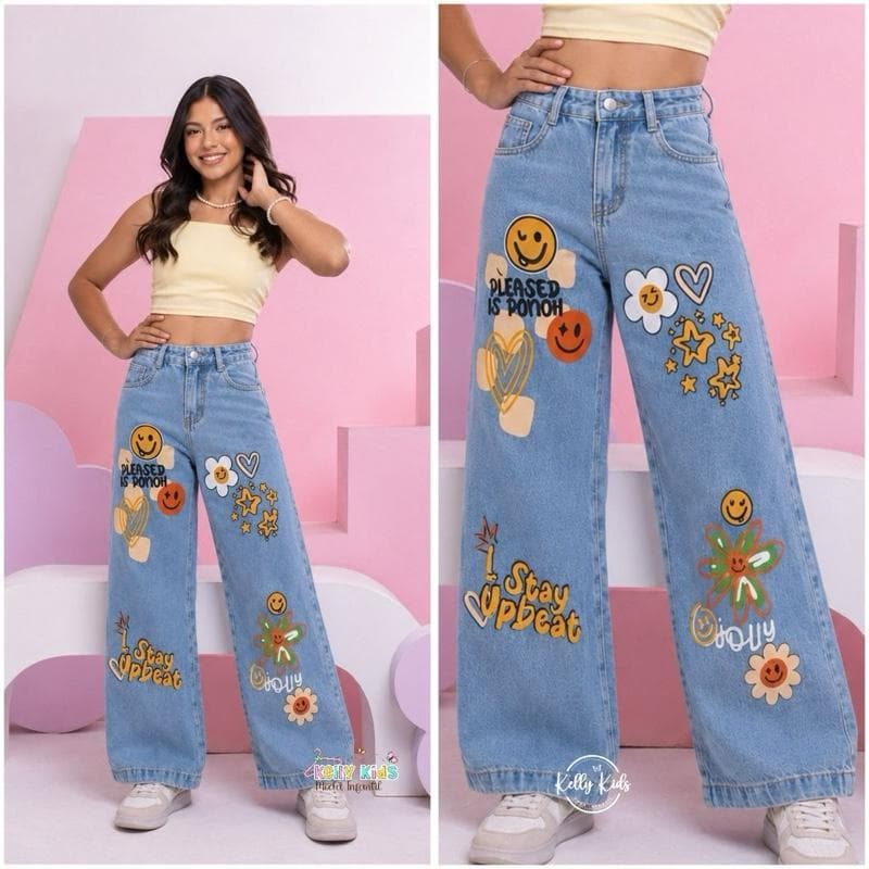 Calça Jeans Wide leg Infantil juvenil para meninas