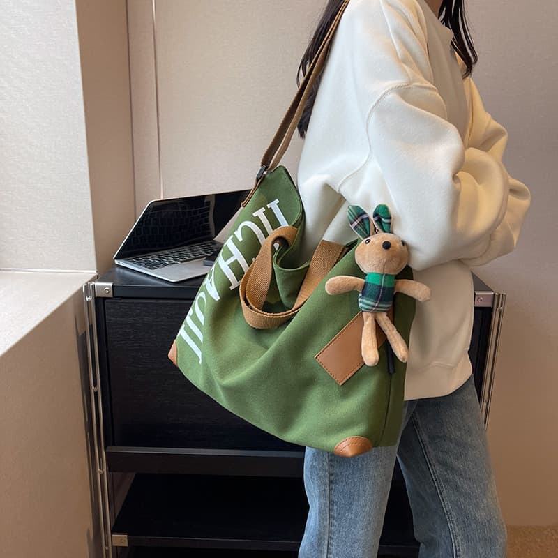 Bolsa de lona de grande capacidade bolsa feminina Casual All-Match bolsa mensageiro portátil de um ombro faculdade St