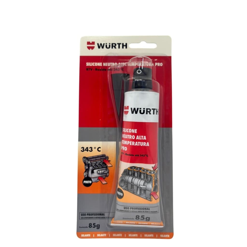 Cola Silicone Alta Temperatura Preto Pro Würth 85g Preto