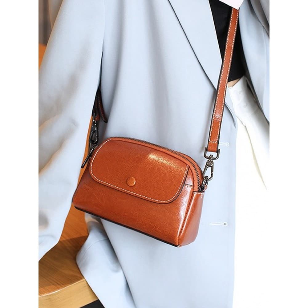 Bolsa feminina feminina 2025 novo estilo outono inverno couro genuíno bolsas femininas bolsas para celular bolsa mensage