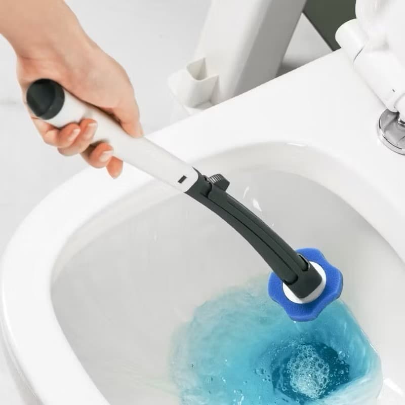 Escova Descartável para Vaso Sanitário com Fixação no Chão e Cabo Longo