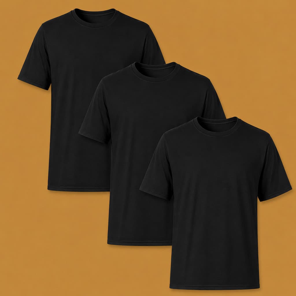 Promoção Kit 3 Camisetas Pretas Masculina Camisa Slim Lisa Básica 100% Algodão