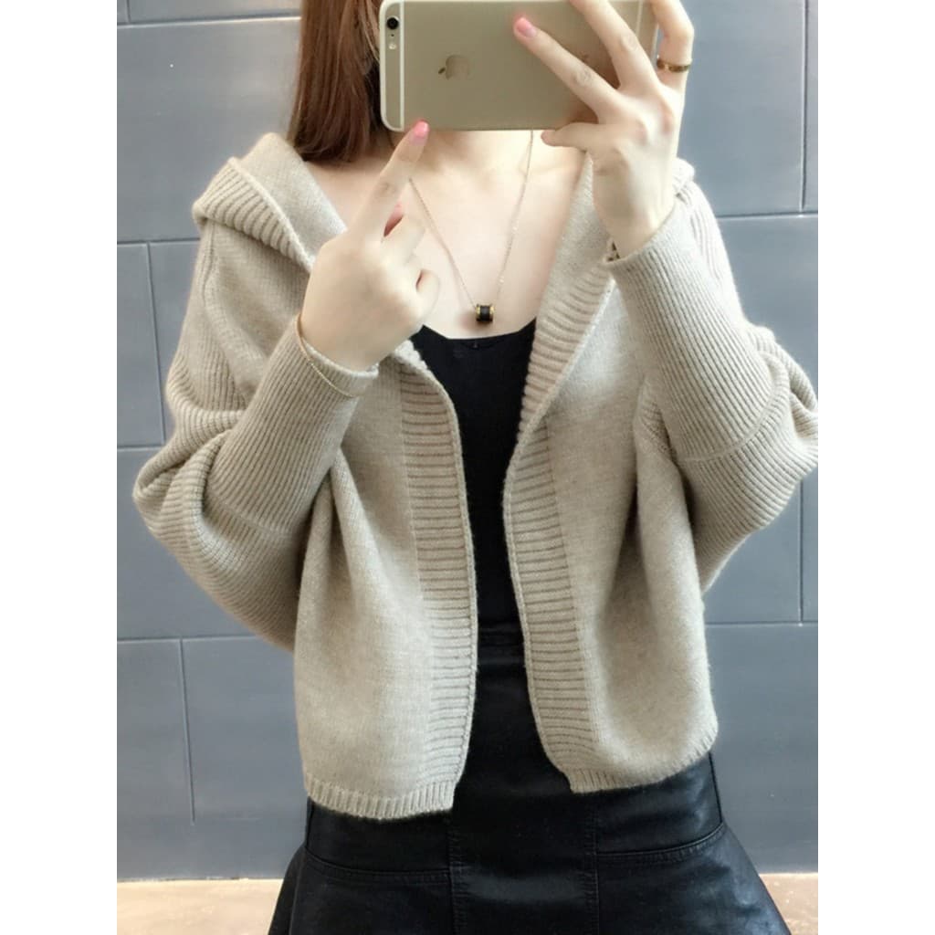 Outono feminino Cardigan camisola jaqueta roupas femininas 2025 novo estilo versão coreana cor sólida solta All-Match es