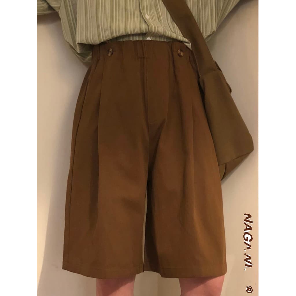 Verão estilo fino café cor solta calças cortadas japonês Retro das mulheres dos homens Casual macacão reto na moda marca