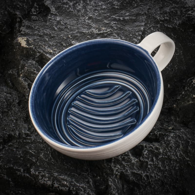 Tigela de barbear de boca larga masculina americana cerâmica sabão de barbear tigela de espuma mar profundo azul Retro b