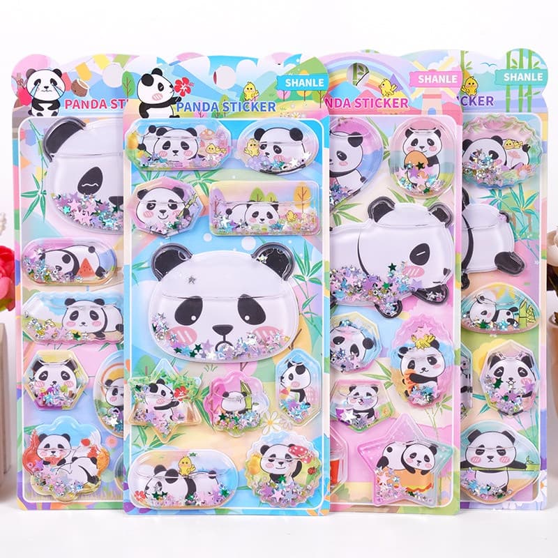 Adesivos de Brinquedo para Crianças Panda 3D com Óleo e Oscilação por Fluxo de Água H0N9