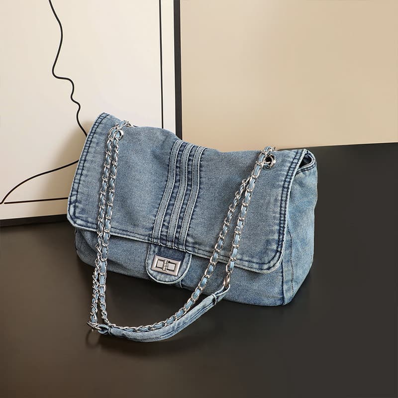 Sacola novo estilo grande saco axilas saco feminino All-Match High-End sentido de um ombro Denim corrente saco do mensag