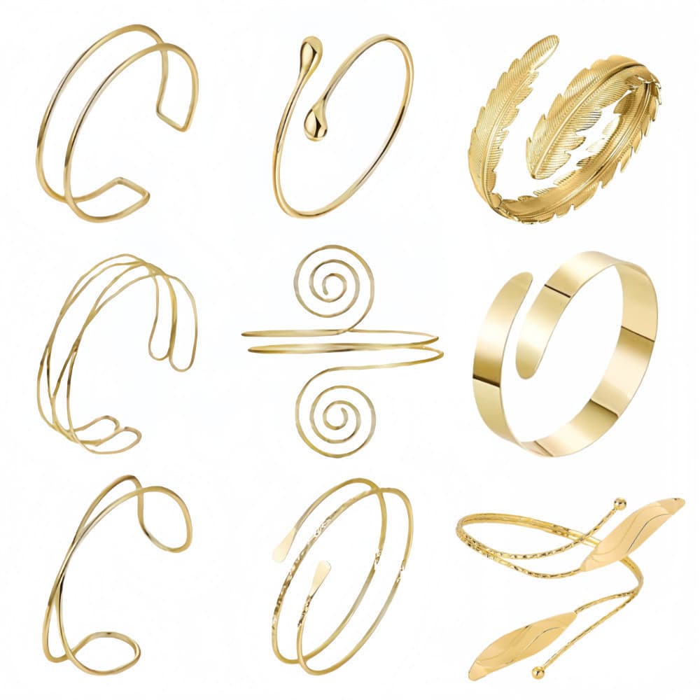 Conjunto de pulseira aberta de Metal simples pulseira de Design geométrico exclusivo