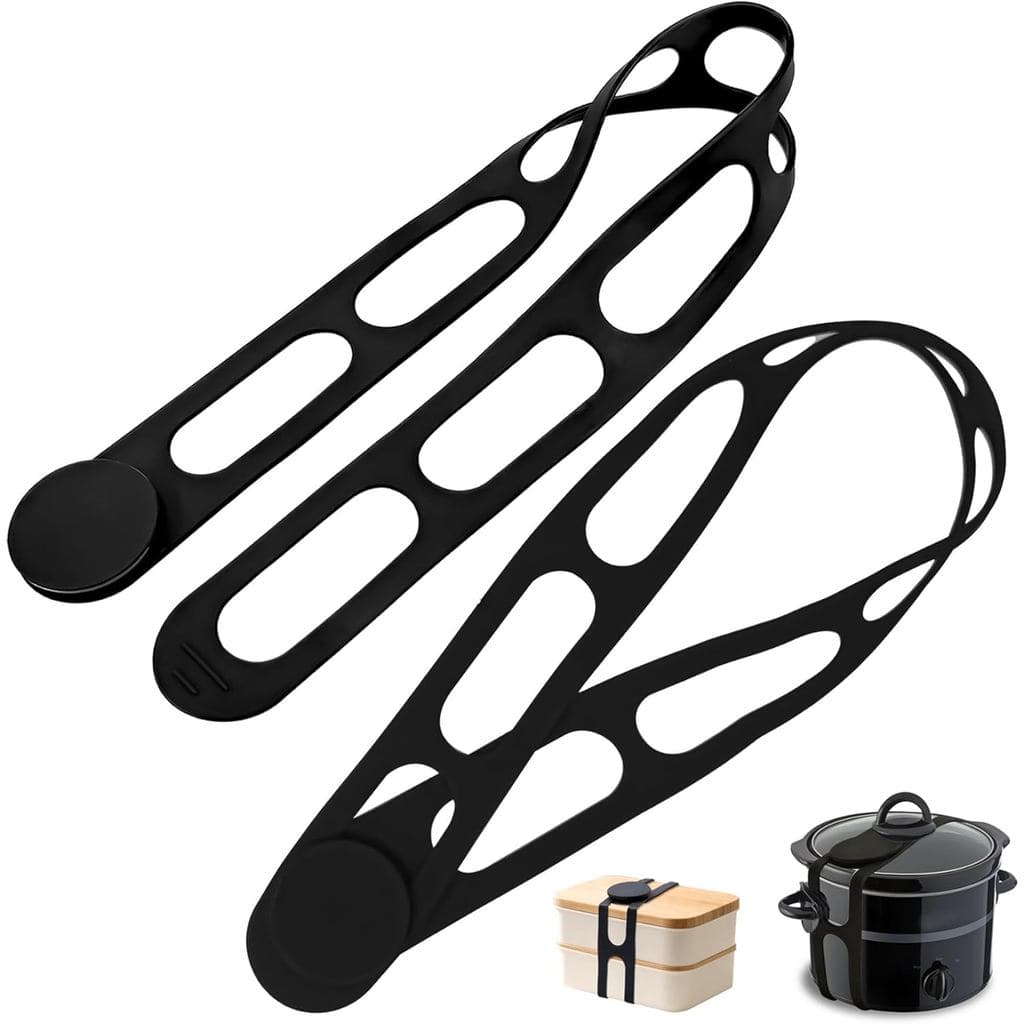Correia de Silicone Earthtec para Tampa de Panela de Cozimento Lento, Caixa Bento, Reutilizável, Elástica, Auto-Travante
