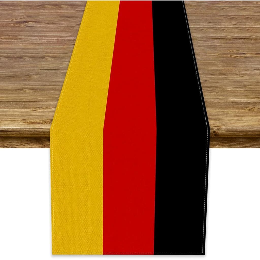 Caminho de Mesa de Linho com a Bandeira Nacional Alemã, Decoração para Oktoberfest, para Cozinha, Sala de Jantar e Decor