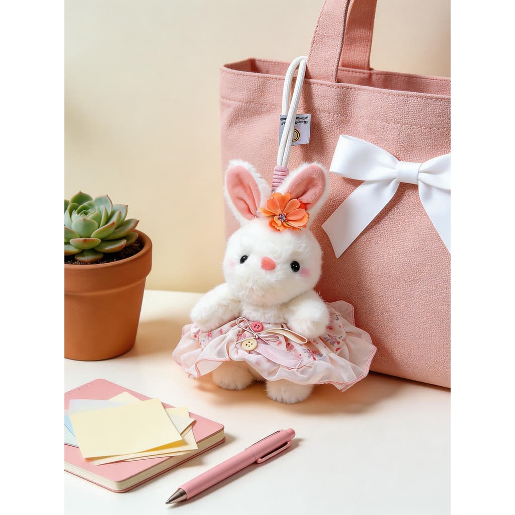 Bonito caramelo coelho saco pingente renda coelho de orelhas compridas boneca vestido de casamento boneca de pelúcia moc